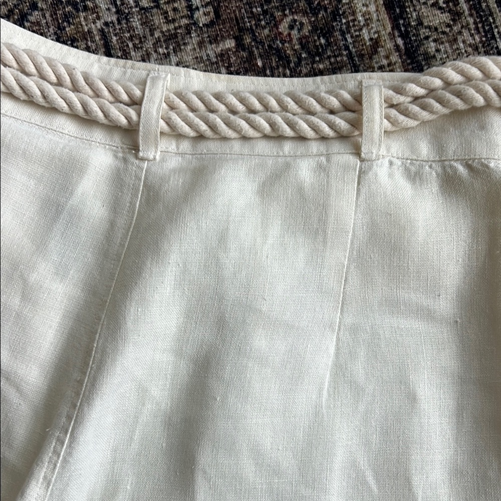 Polo by Ralph Lauren Cream High-Waist Linen Blend Shorts with Rope Belt - Picture 5 of 6